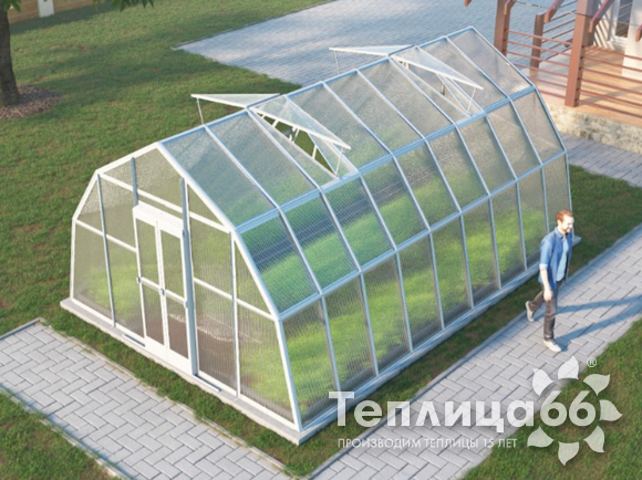 Теплица Рада Каспий из поликарбоната, 4х6 метров, белая